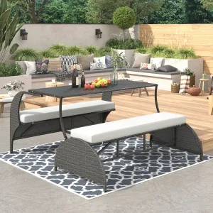U_STYLE Outdoor Loveseat and Convertible to four seats and a table,Suitable for Gardens and Lawns