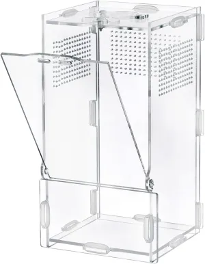 VERTUPET Jumping Spider Enclosure, 4''x4''x8'' Acrylic Arboreal Reptile Tank, Habitat Transparent Enclosure Breeding Box with Locking Vivarium Latch for Frog, Crickets, Snails