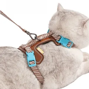 ZEZE Outdoor Leathery Pet Harness and Leash